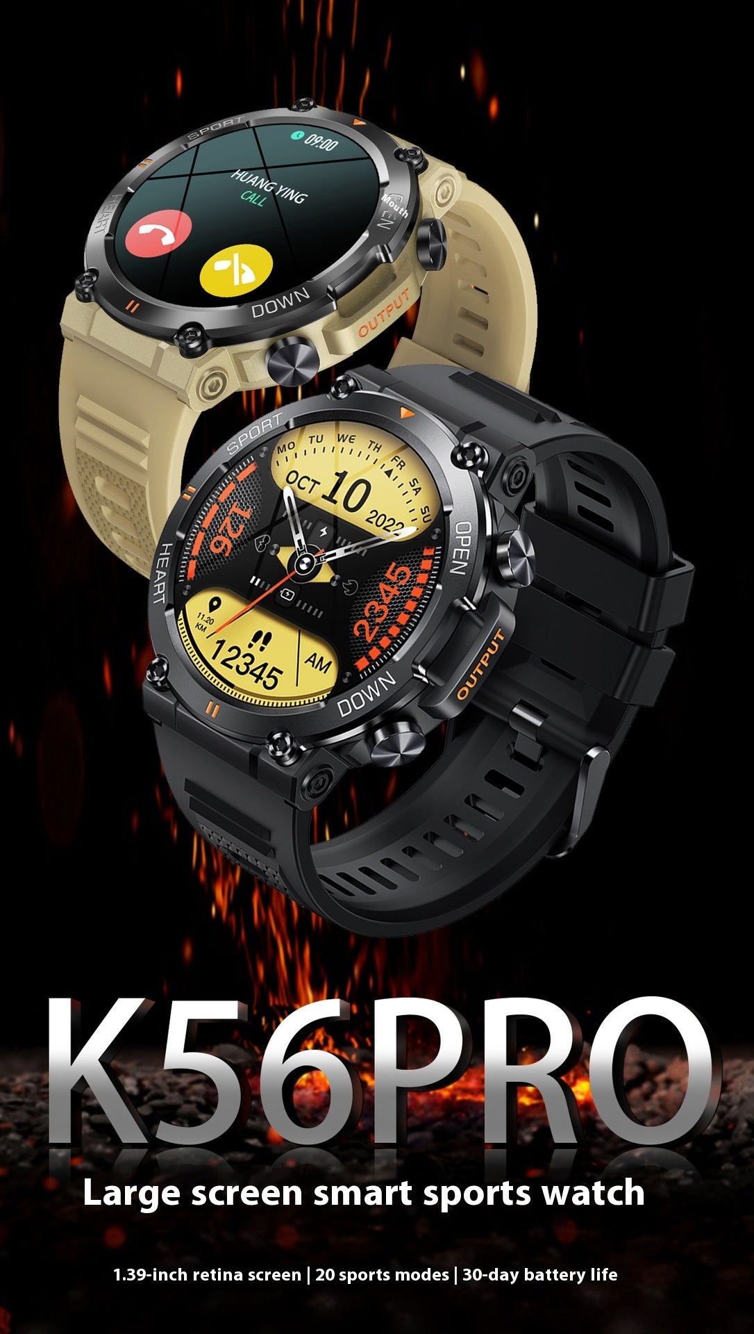 Call Musique Météo Fréquence cardiaque Pression artérielle Smart Watch