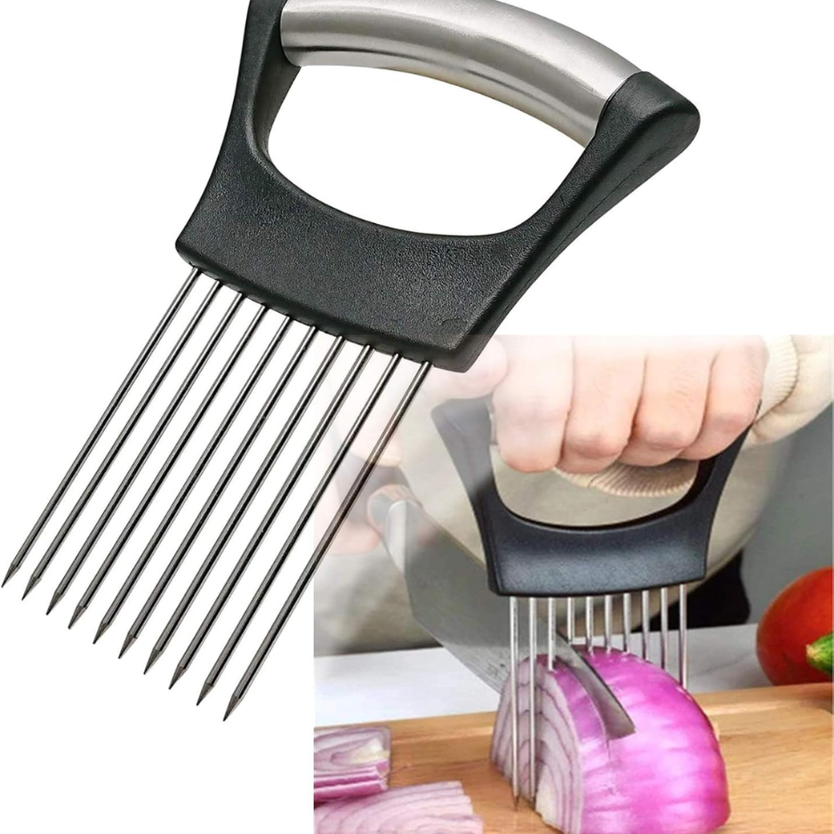 Support d'oignon en acier inoxydable & Slicer Veggie - Cutter de sécurité multi-usages pour les tomates