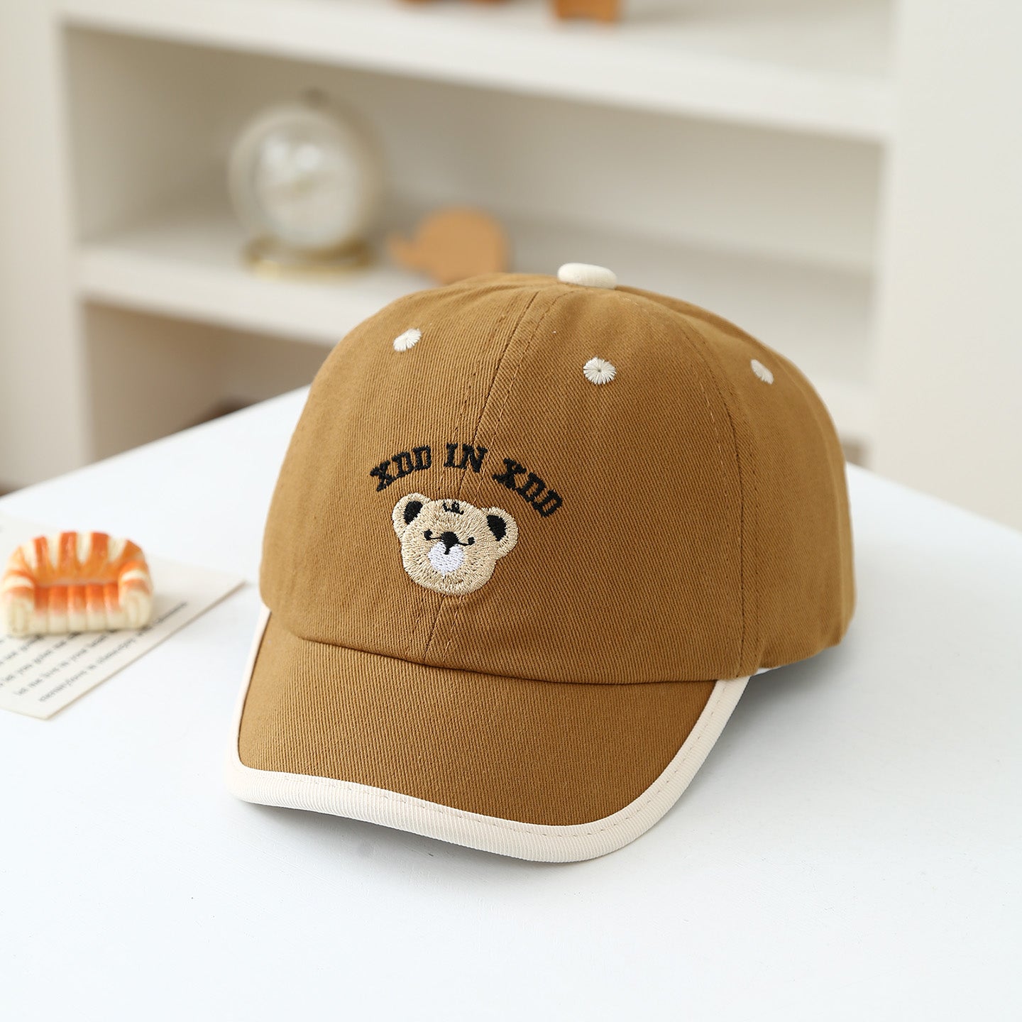Summer Retro Casquette de baseball pour enfants brodée à l'ours cartoon de style collégial - Mignon Baby-fr