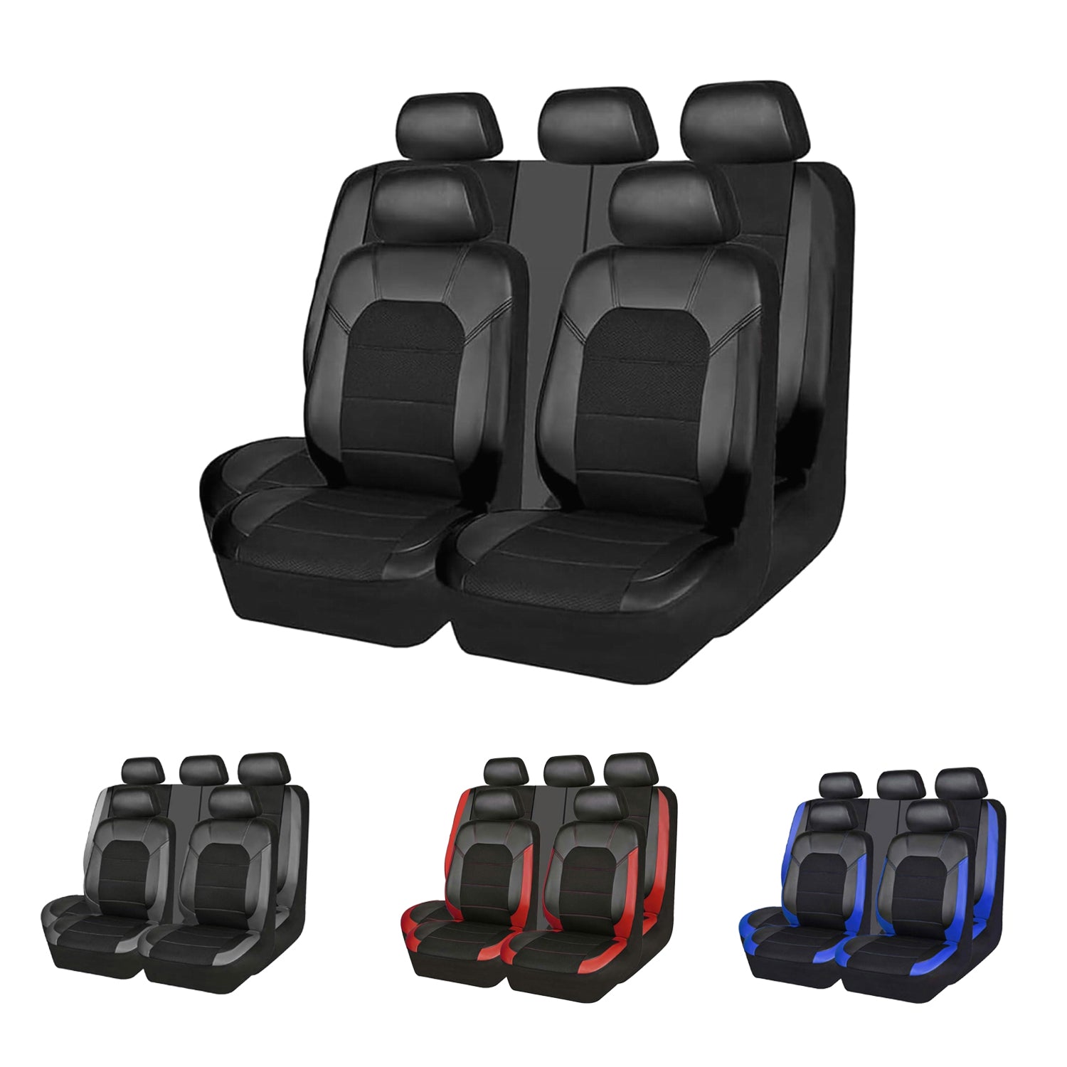 5-Seat Car Seat Cover, Single-Stitch Diamond Pattern, Quilted And Embroidered, Synthetic Leather, PVC Leather, Exported To Europe And America