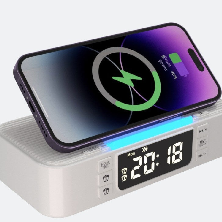 Lumière de nuit ambiante de recharge sans fil avec haut-parleurs Bluetooth double