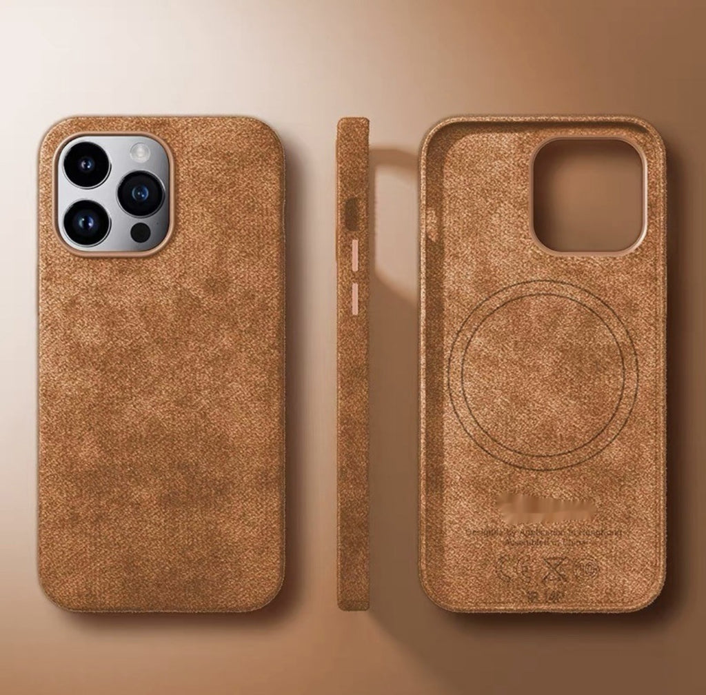 Alcantara Suede Cas de téléphone magnétique tout compris hommes et femmes