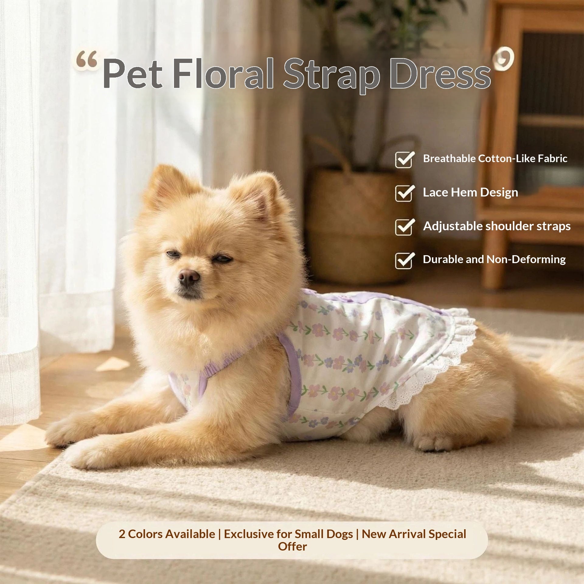 Pet Cat Hair-Proof petite robe de suspenseur floral