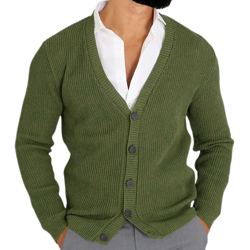Chandail à manches longues à col en V pour hommes tricoté à la mode