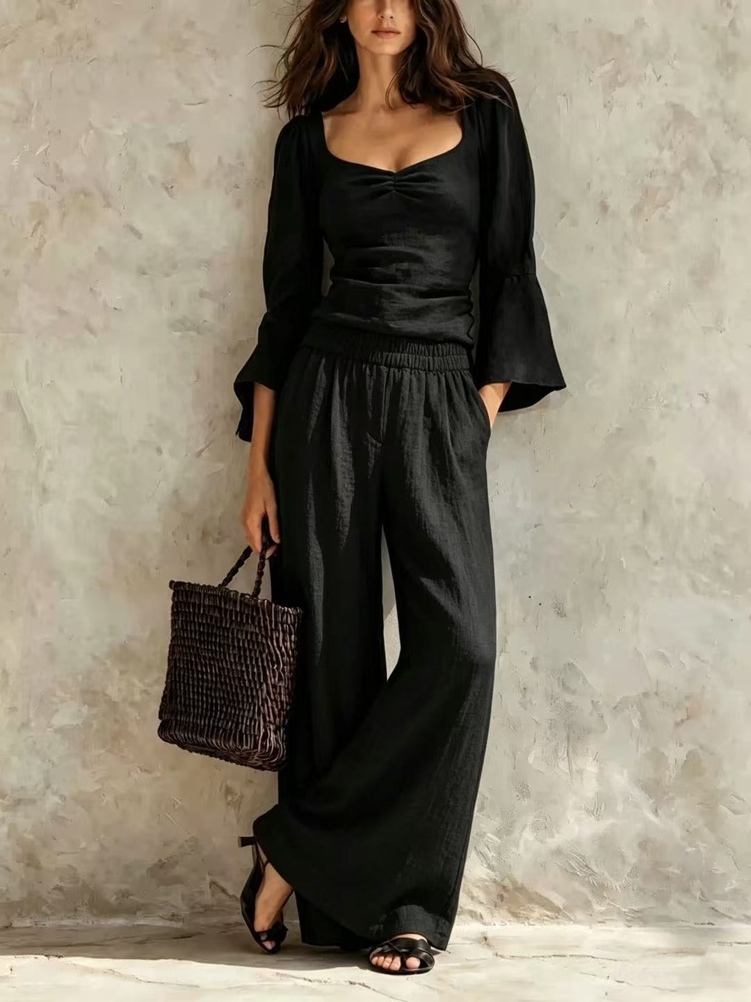 Pantalons élastiques et top set pour femmes