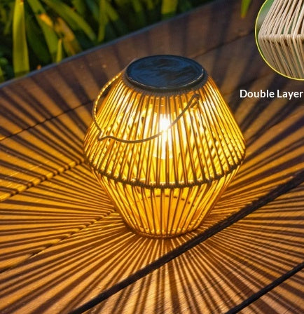 Lumière ambiante à double couche tissée en rotin