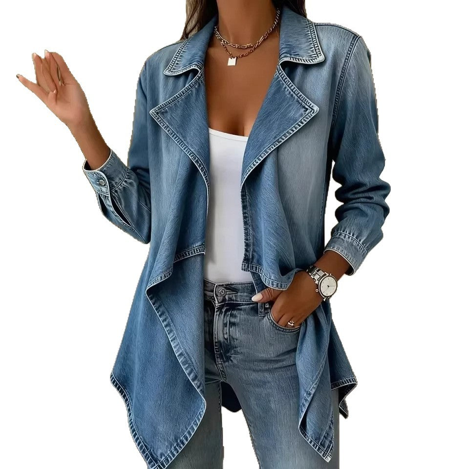 Veste de denim de taille moyenne pour femmes