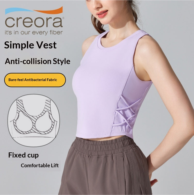 Veste de sport sans manches féminine pour la course et la condition physique avec soutien-gorge intégré