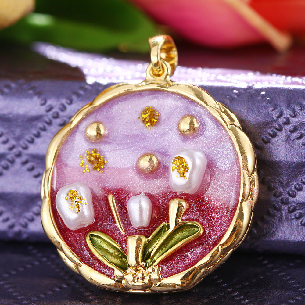 Pendentif de bricolage pour collier à clips universels avec peinture florale