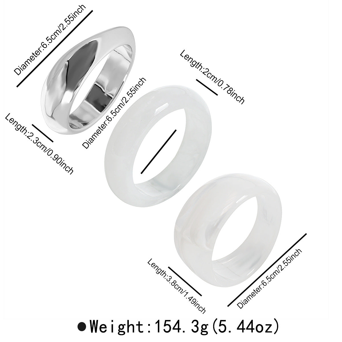 Set de bracelet en acrylique translucide géométrique poli