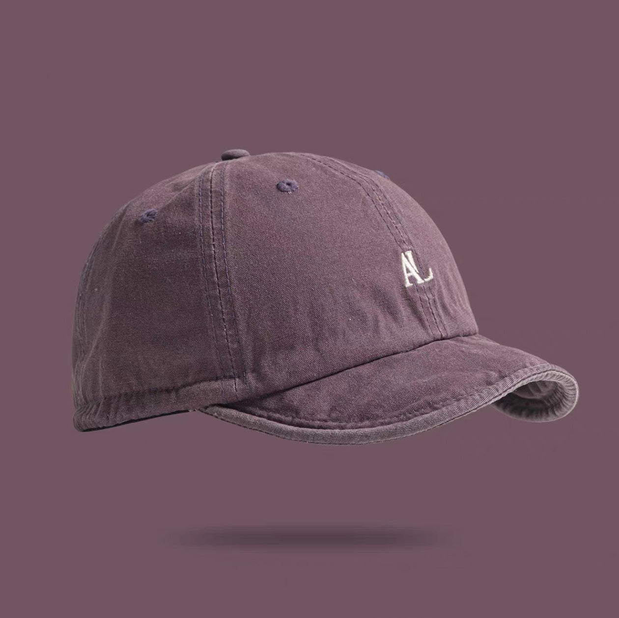 Broderie lavée de couleur unie AL Lettre réglable Soft Cap avec rétro courte brodée