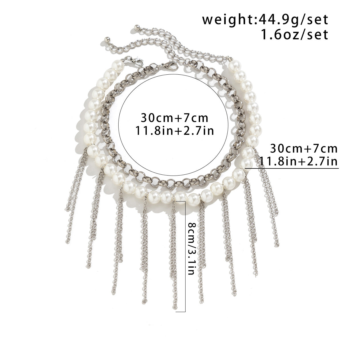 Pearl Tassel Fun Design Double couche Collier rétro Accessoires pour femmes