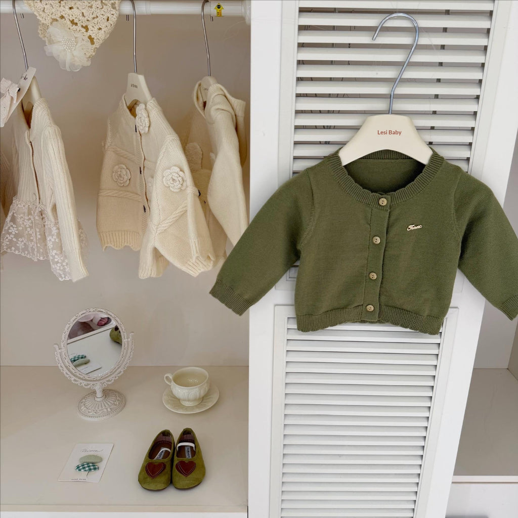 Petites filles Matcha Vert Plaid Vest Robe Et Set de Cardigan