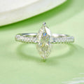 S925 Argent 3g Platine Marquise Moissanite Anneau