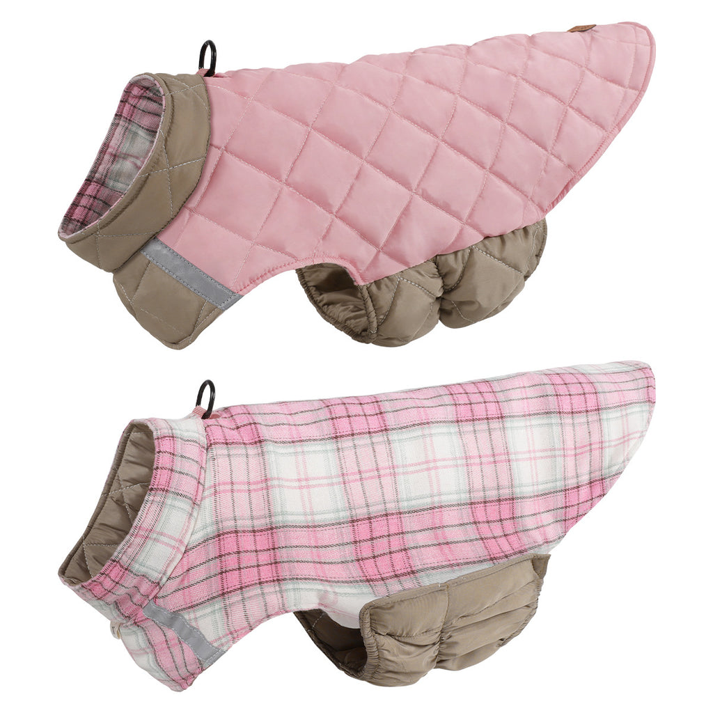 Vêtements de chien pour l'automneHiver Vêtements de chien à deux sides Reflective Plaid Dog Vest Pet Clot