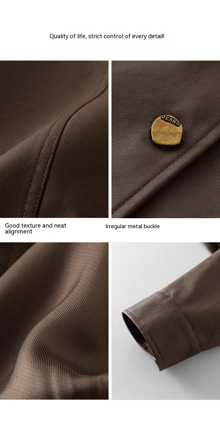 Manteau en cuir court pu rétro femelle