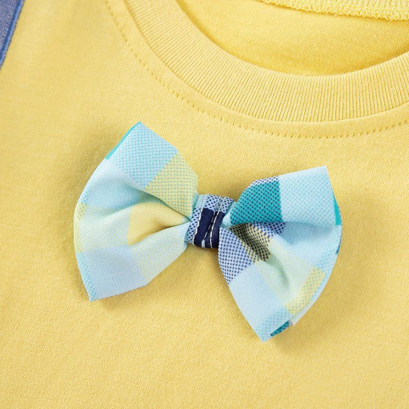 T-shirt en coton brodé mignon à manches courtes pour enfants