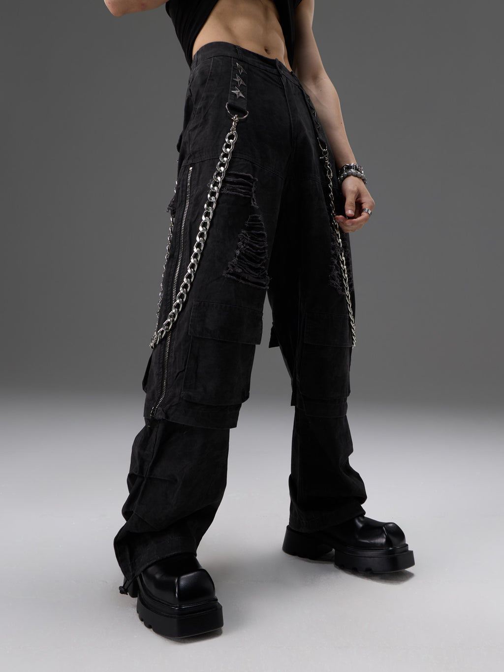 Chaîne de ceinture en métal pour vêtements de travail Pantalons Faux Conception en deux parties
