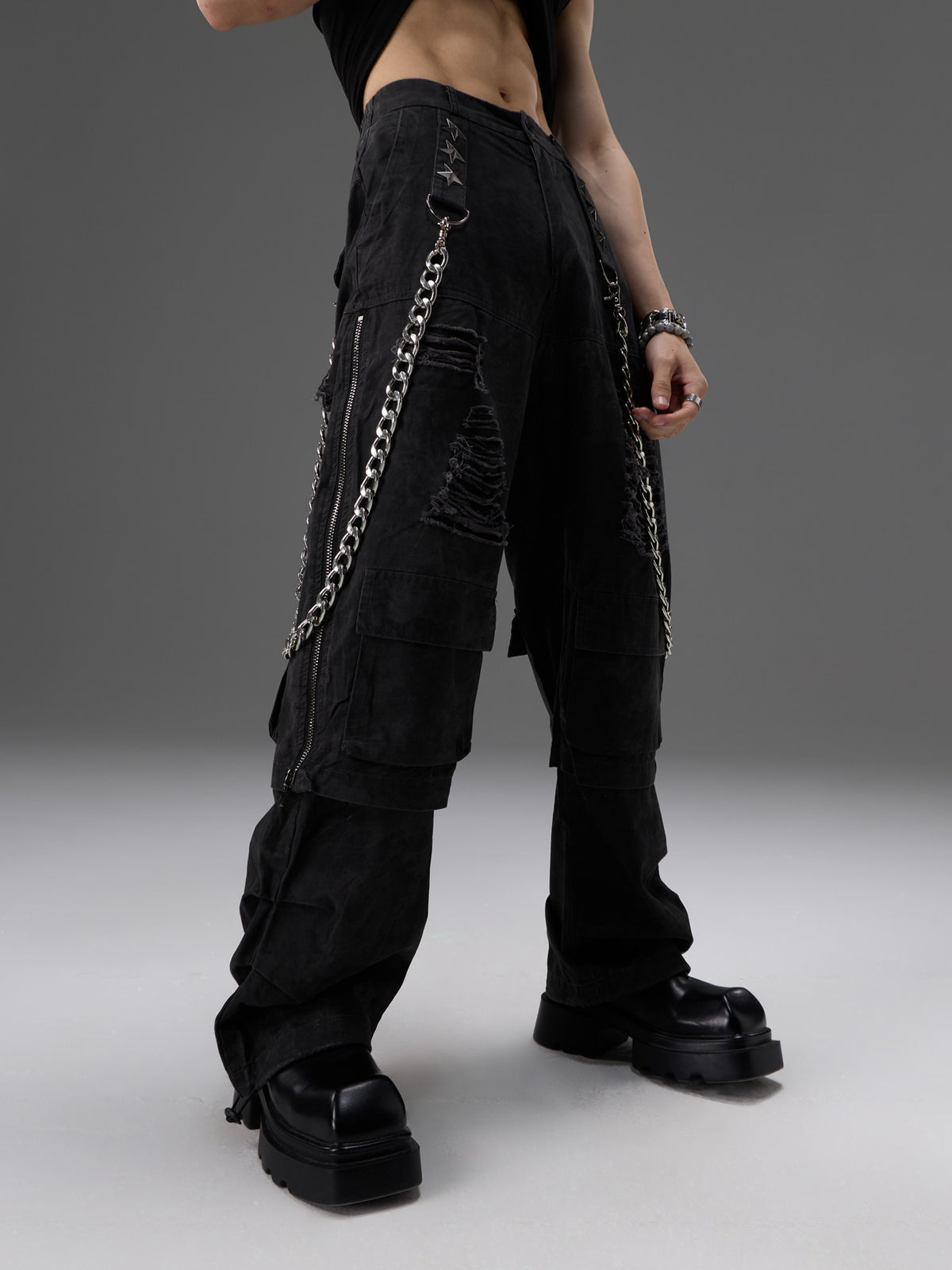 Chaîne de ceinture en métal pour vêtements de travail Pantalons Faux Conception en deux parties