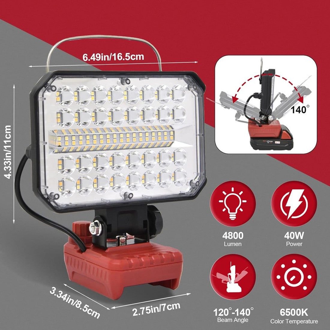 LED travail léger sans fil pour Milwaukee M18 18V Batterie USB Port extérieur Lampe