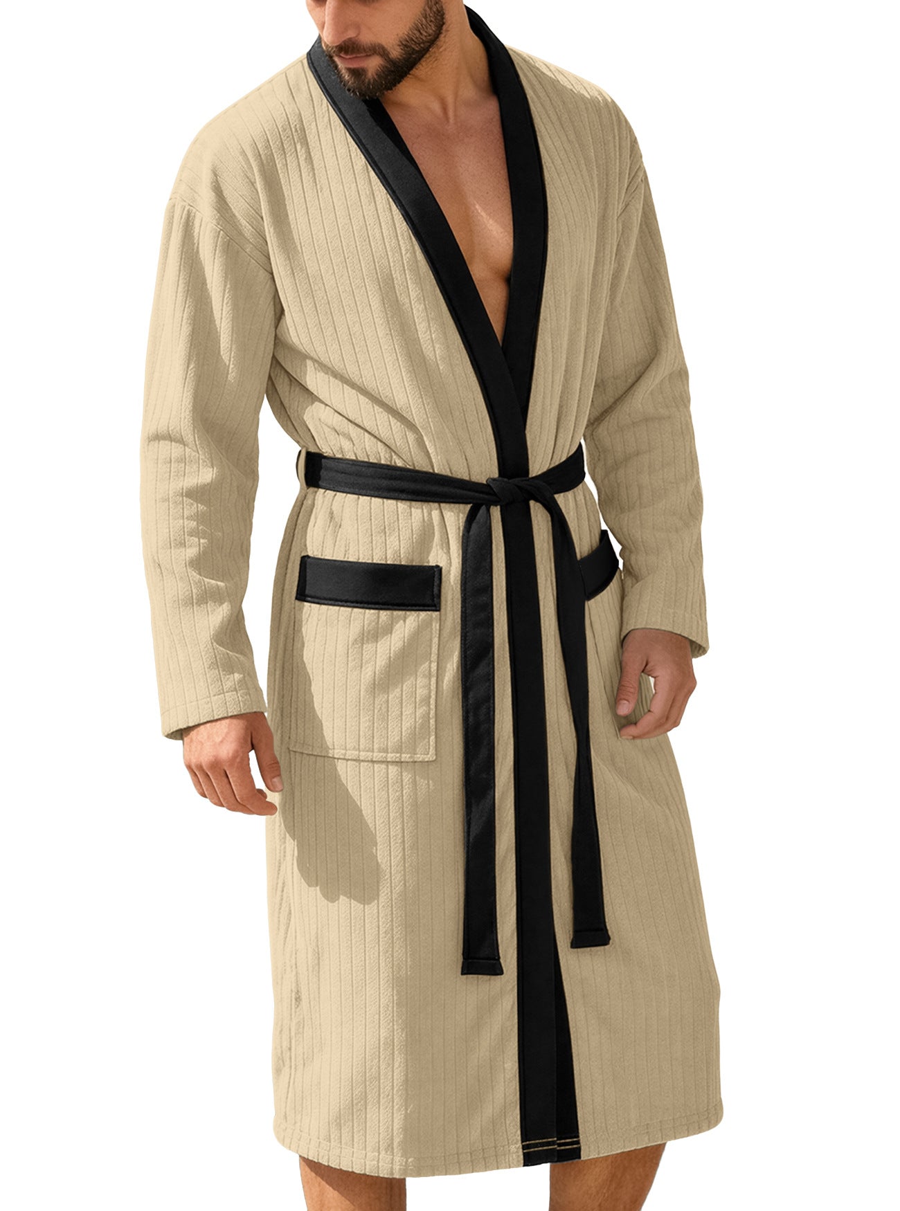 Ceinture longue Jacquard pour homme souple à couleur solide