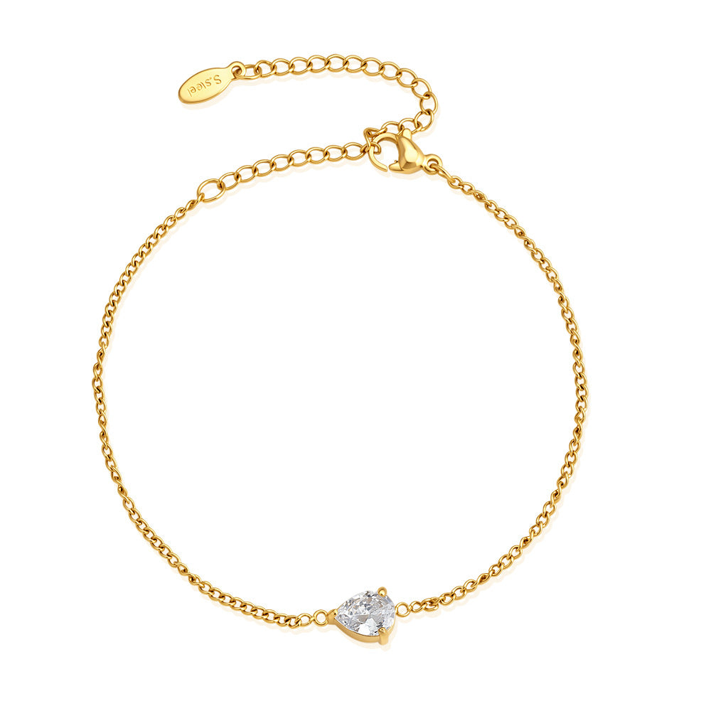 Collier de Zircon en acier inoxydable plaqué or 18K avec finition luxueuse