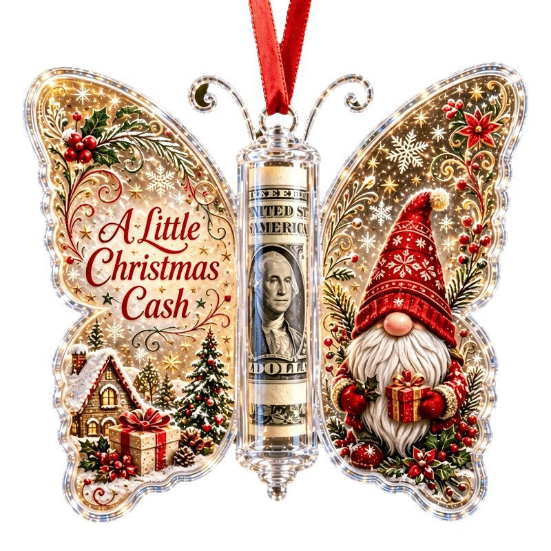 Ornement cadeau en espèces de Noël papillon