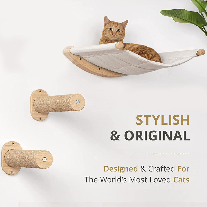 Neste de chat mural en bois