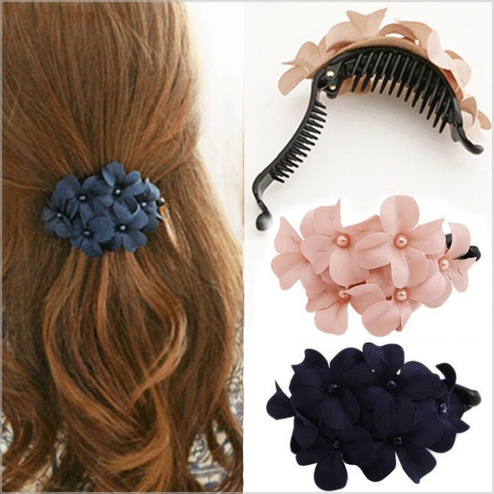 Ladies tissu fait main Six fleurs accessoires de cheveux