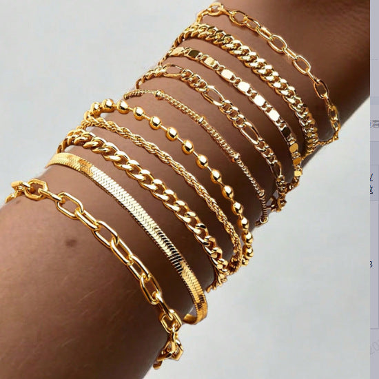 Ensemble de bracelets pour femmes de base en alliage européen et américain