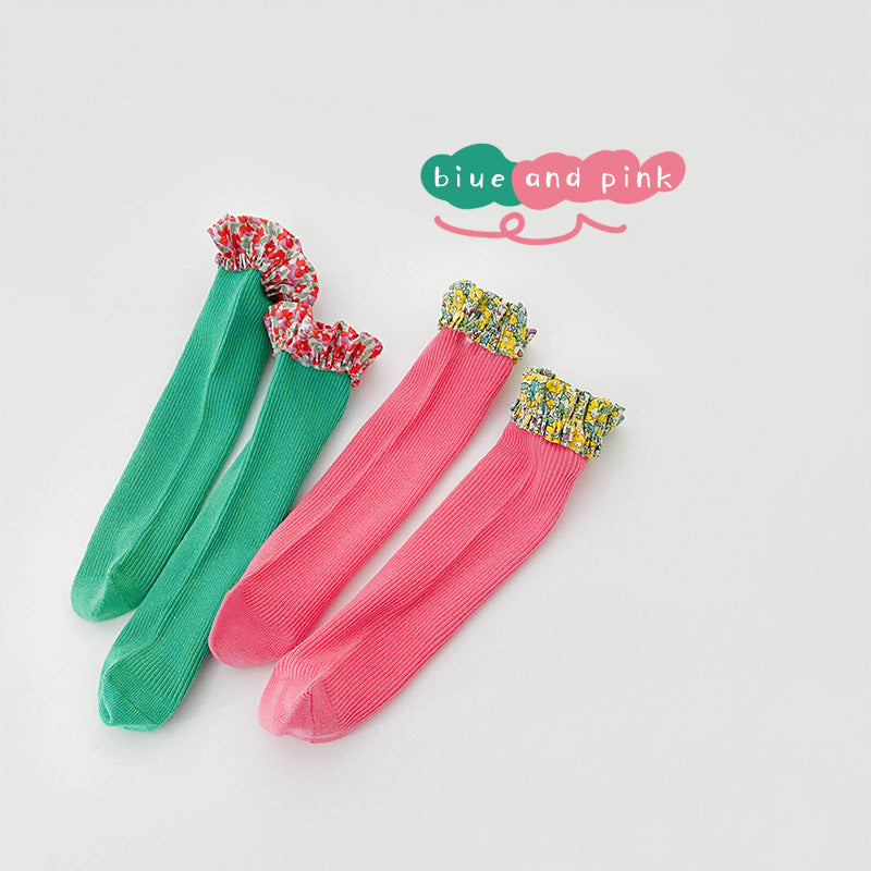 Le printemps et l'été version coréenne de la fine section de la dentelle princesse calf chaussettes