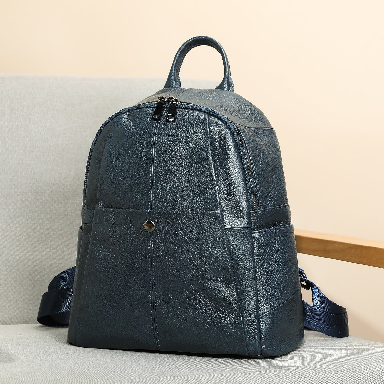 Sac à dos casual en cuir véritable pour dames