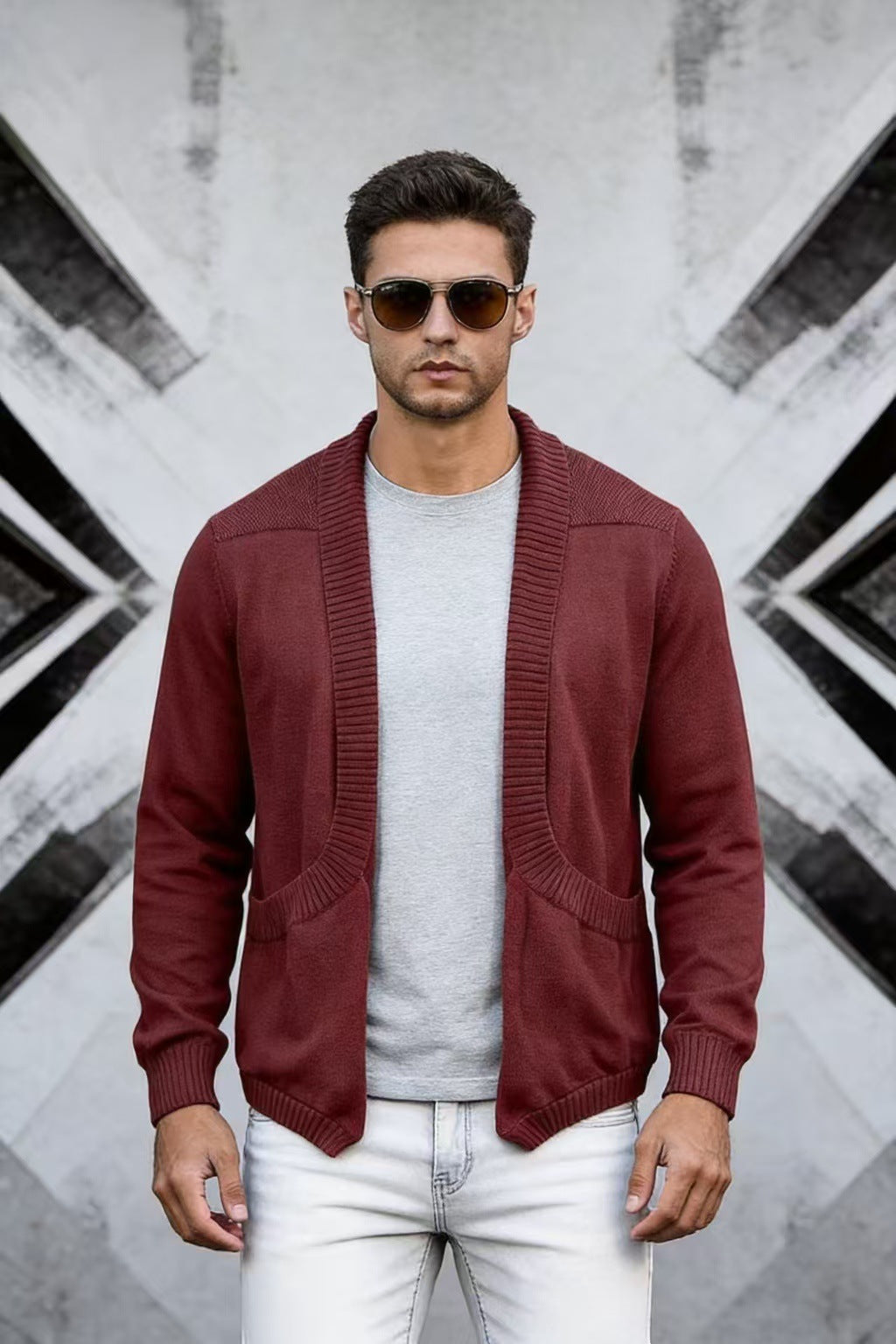 Manteau en mailles châle-châle pour hommes