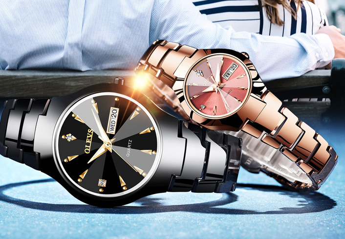 Tungsten acier quartz montre imperméable dames lumineuses