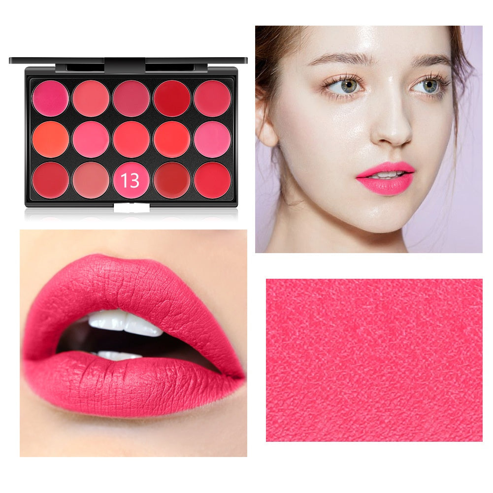 15 Couleurs Rouge à lèvres Lip Gloss Maquillage Palette