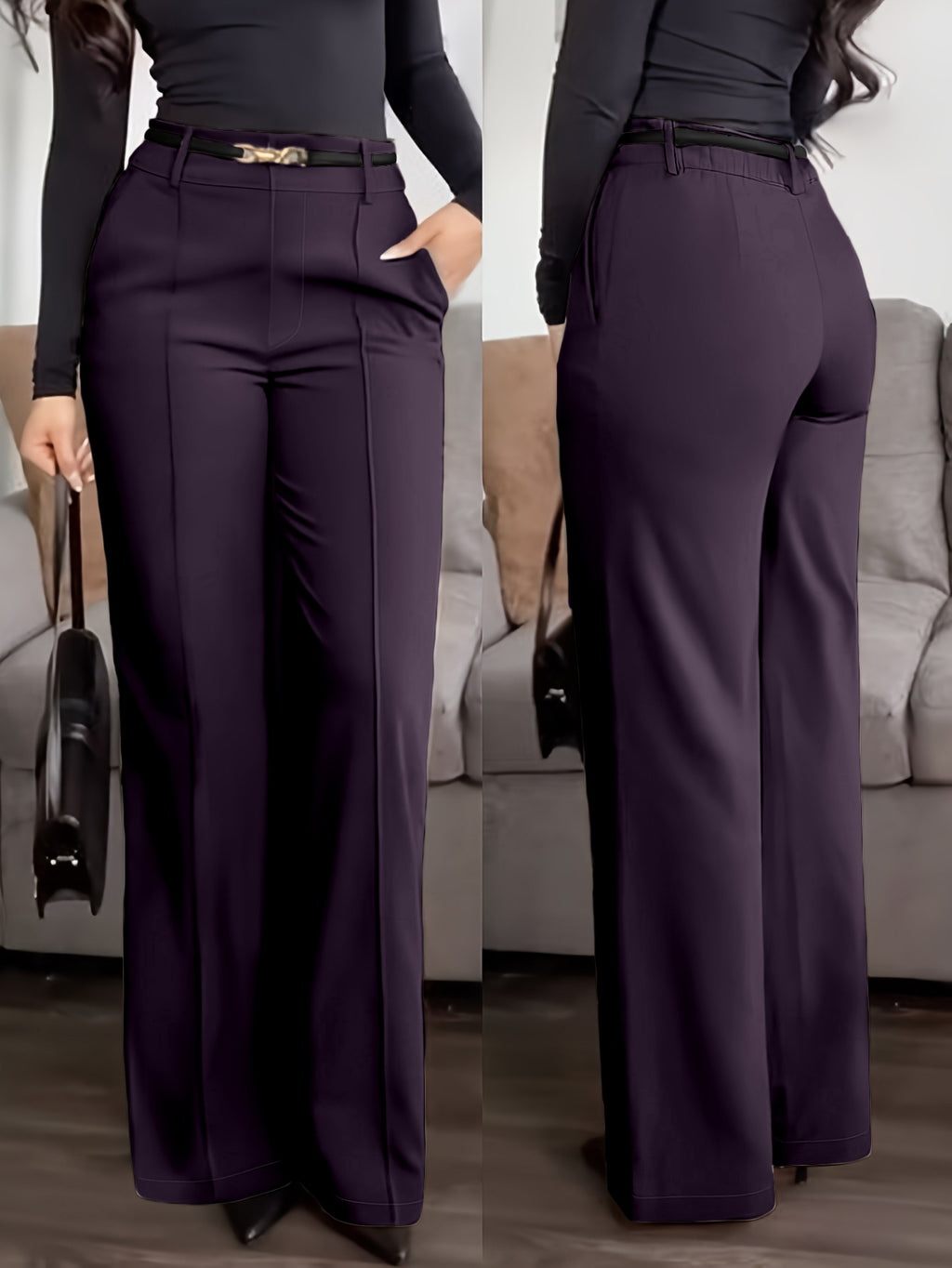 Pantalons à fermeture éclair de couleur solide avec poches