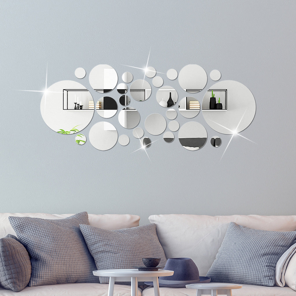 Grand et petits cercles Miroir Sticker 3D Stéréo Décoration murale acrylique