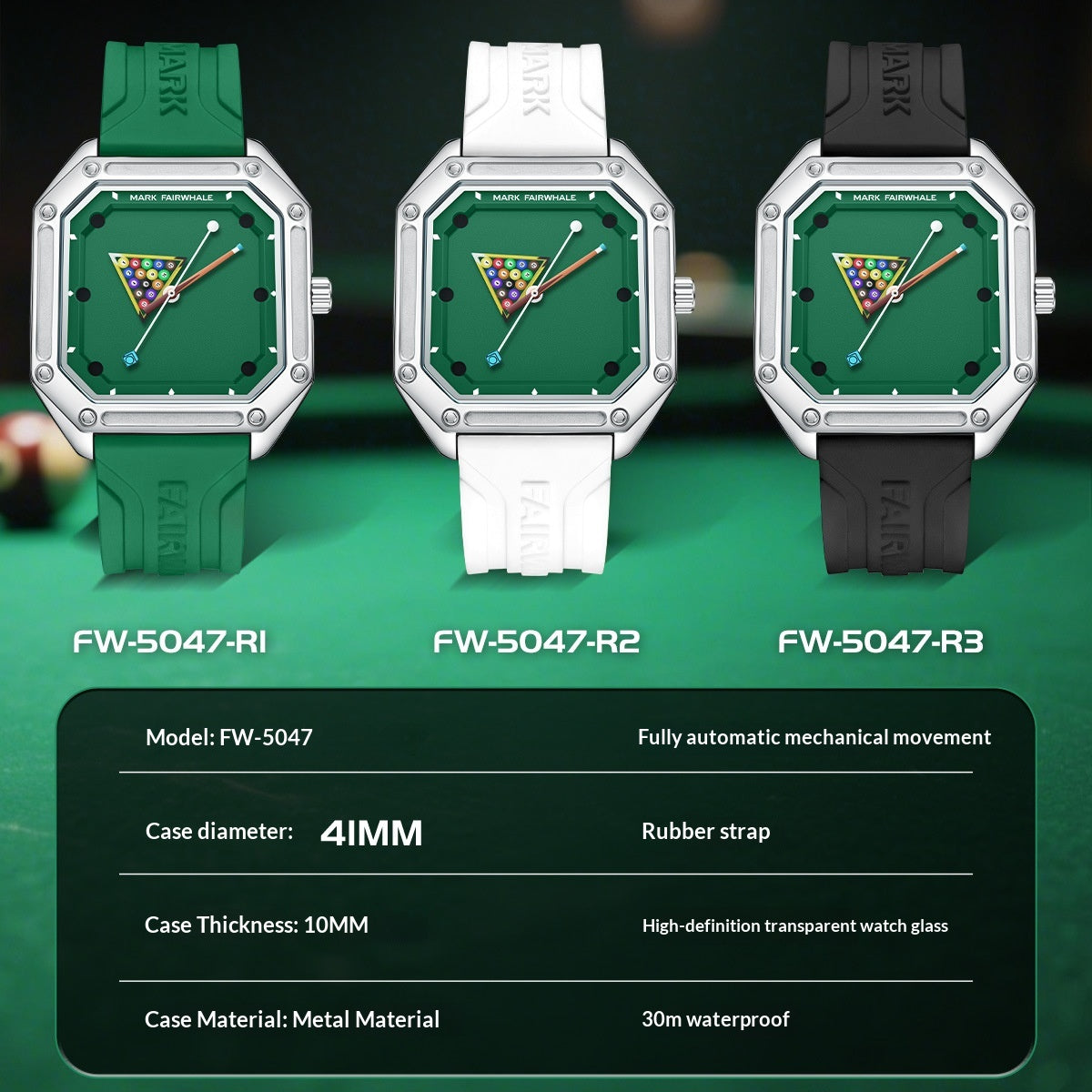 Creative Quartz Wristwatch Personalized Men with a billiard-themed dial