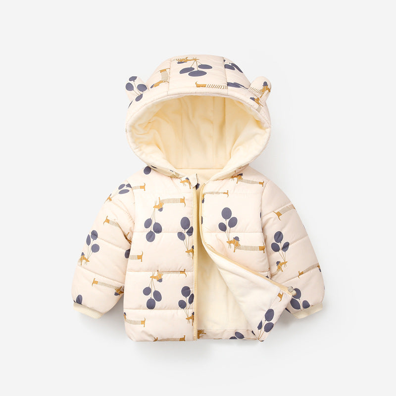 Veste rembourrée en coton avec polaire épais et à capuche pour bébés et tout-petits