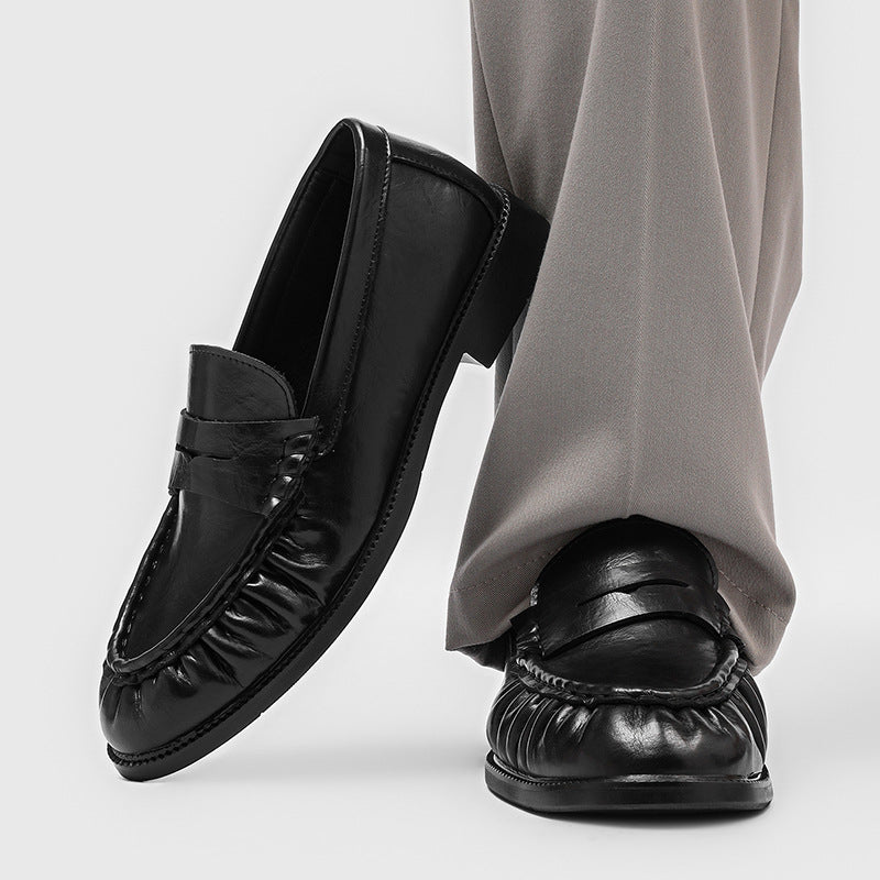 Chaussures plates plissées à la main pour hommes