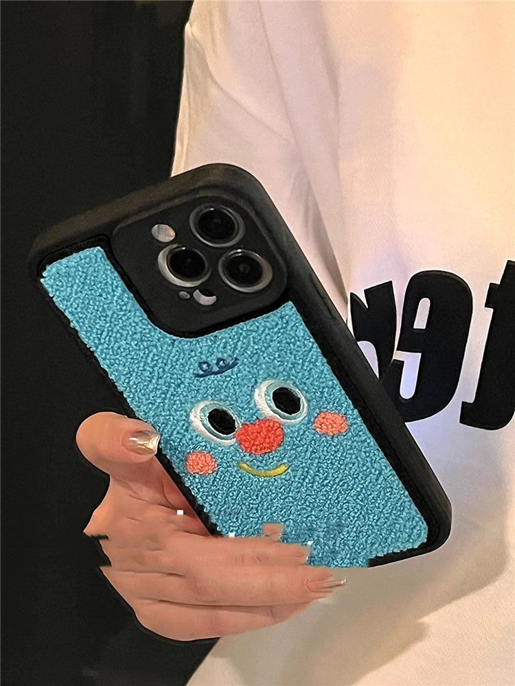 Serviette brodée en couple étui téléphonique