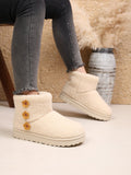 Femmes Mode peluche plate-forme Bottes de neige Hiver courte cheville Bottes non glissant chaud fourrure coton