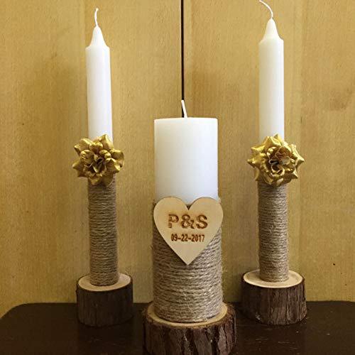 Porte bougies de mariage en bois