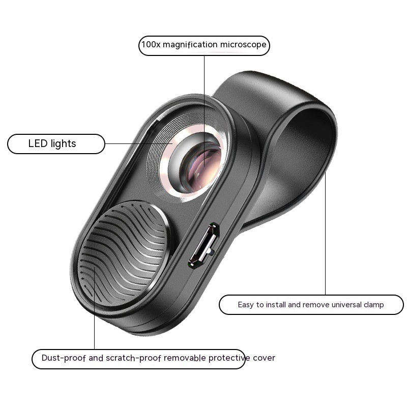 Microscope de grossissement mobile avec LED Light Mini-portable Lens