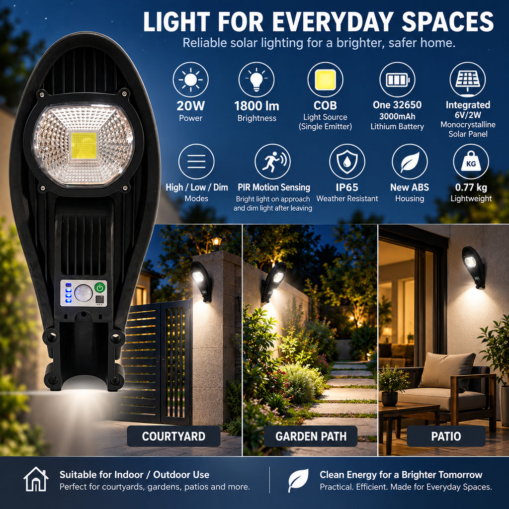Solar Powered Rechargeable Motion Sensor Waterproof Garden Light W735B For Yard Decoration