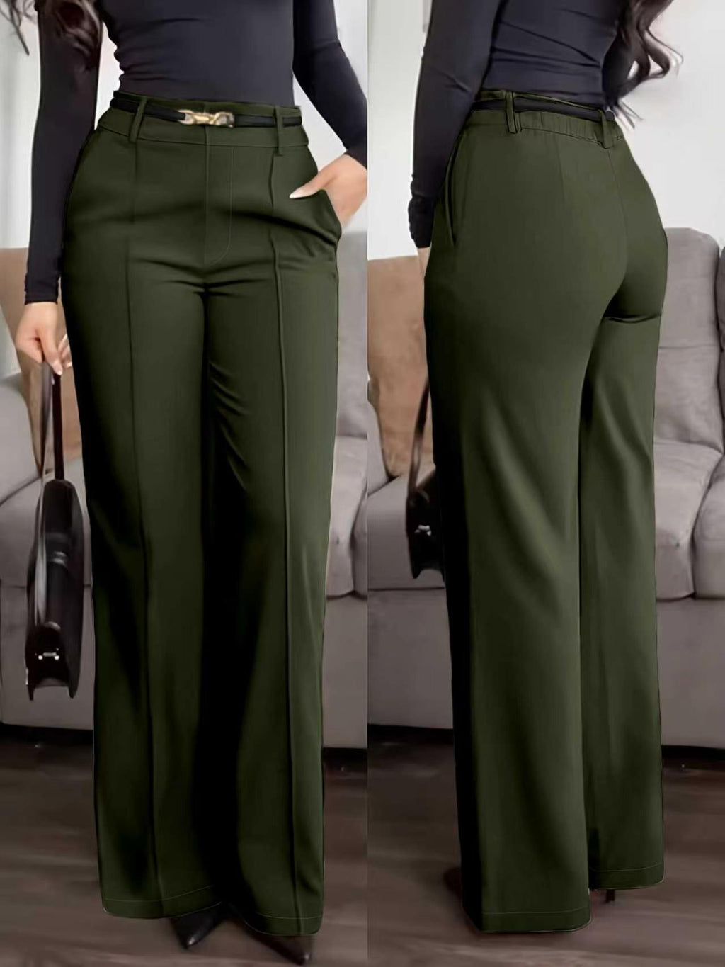 Pantalons à fermeture éclair de couleur solide avec poches