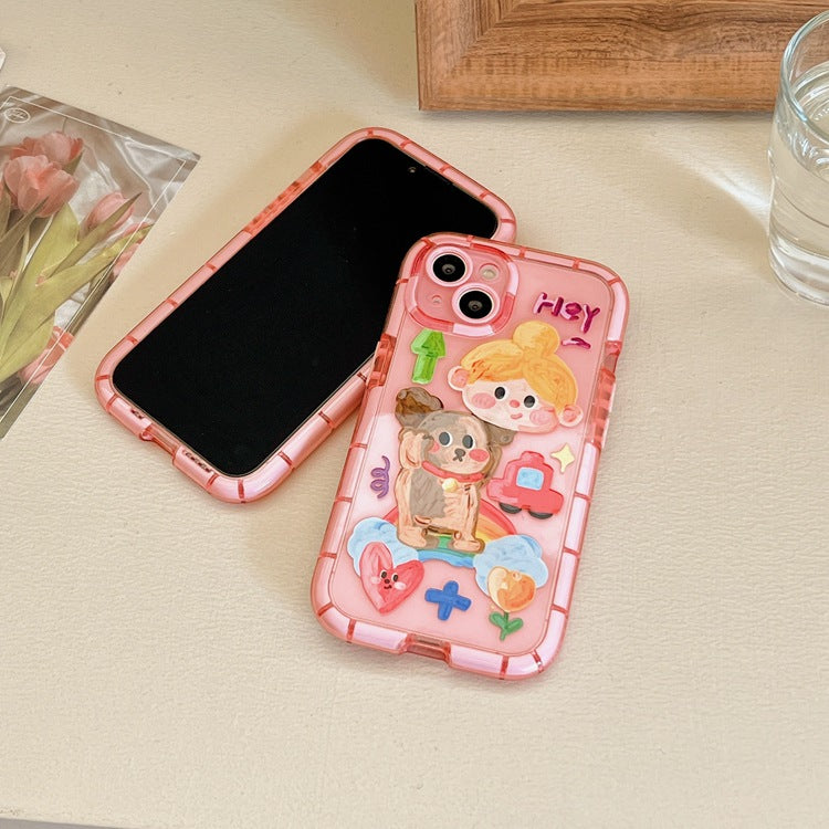 Coffret téléphonique mignon peinture à l'huile pour chien