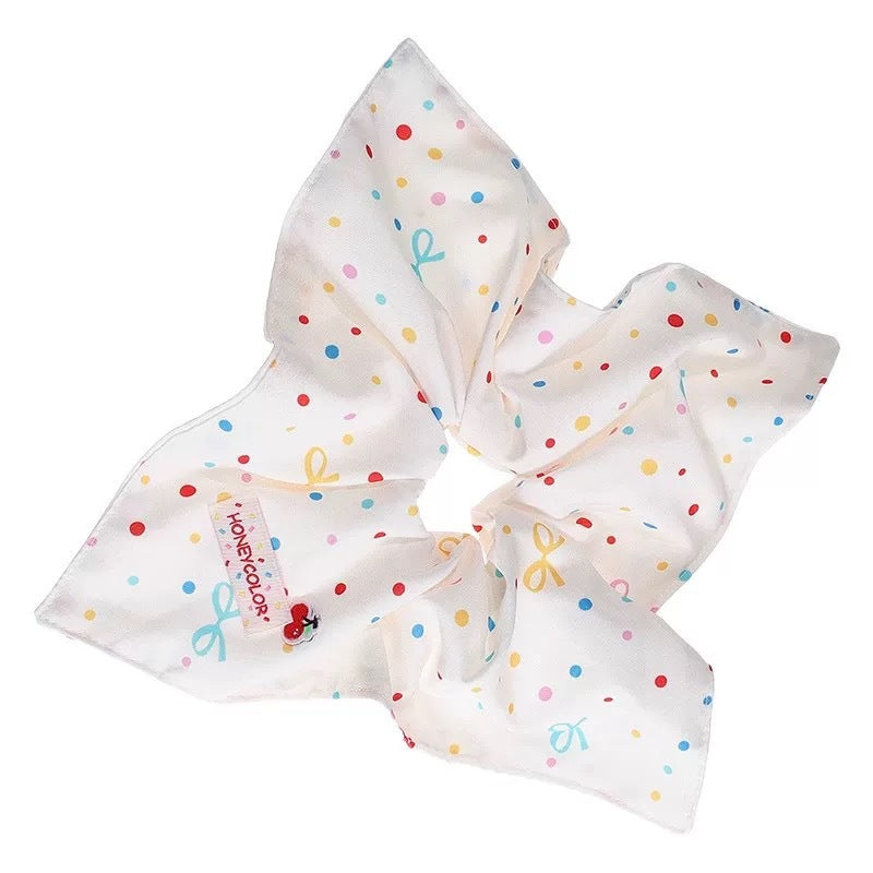 Mignon coloré Polka-dot Floral Carré des cheveux