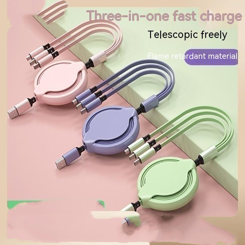 Câble de recharge rapide pour téléphone portable 3-en-un en silicone liquide multifonction