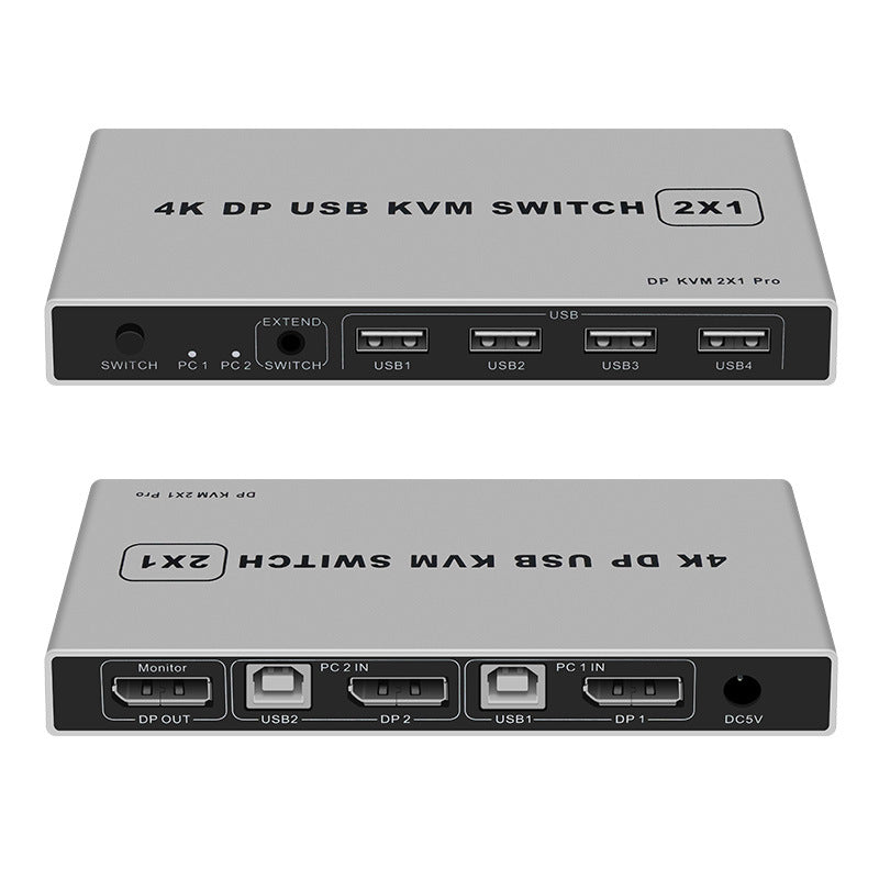 Interrupteur DP2 en 1 sortie 4K60HzDPKVM Convertisseur